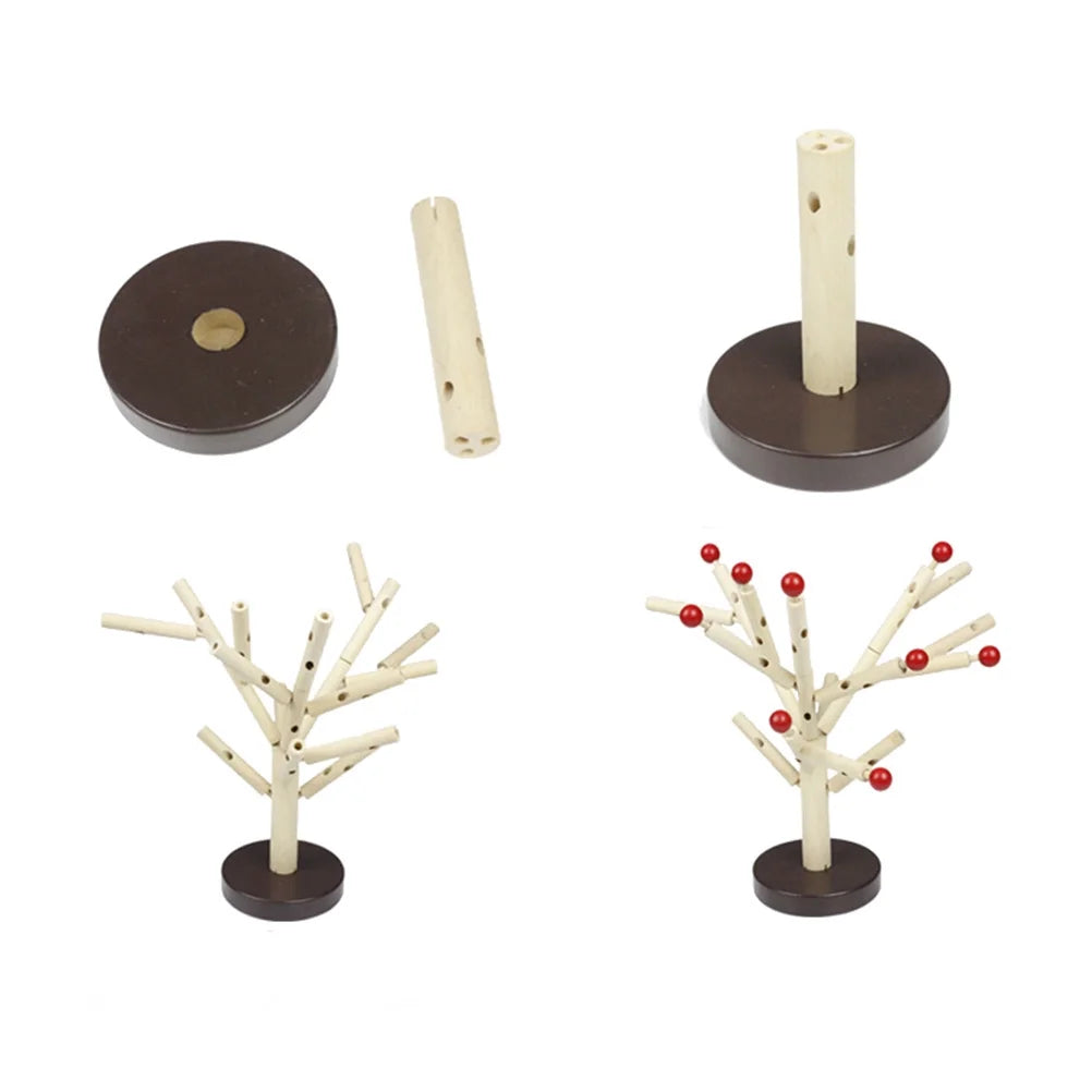 Creative Wooden Tree Blocks with Leaves 3D Building Set Toy (Yellow) A1497