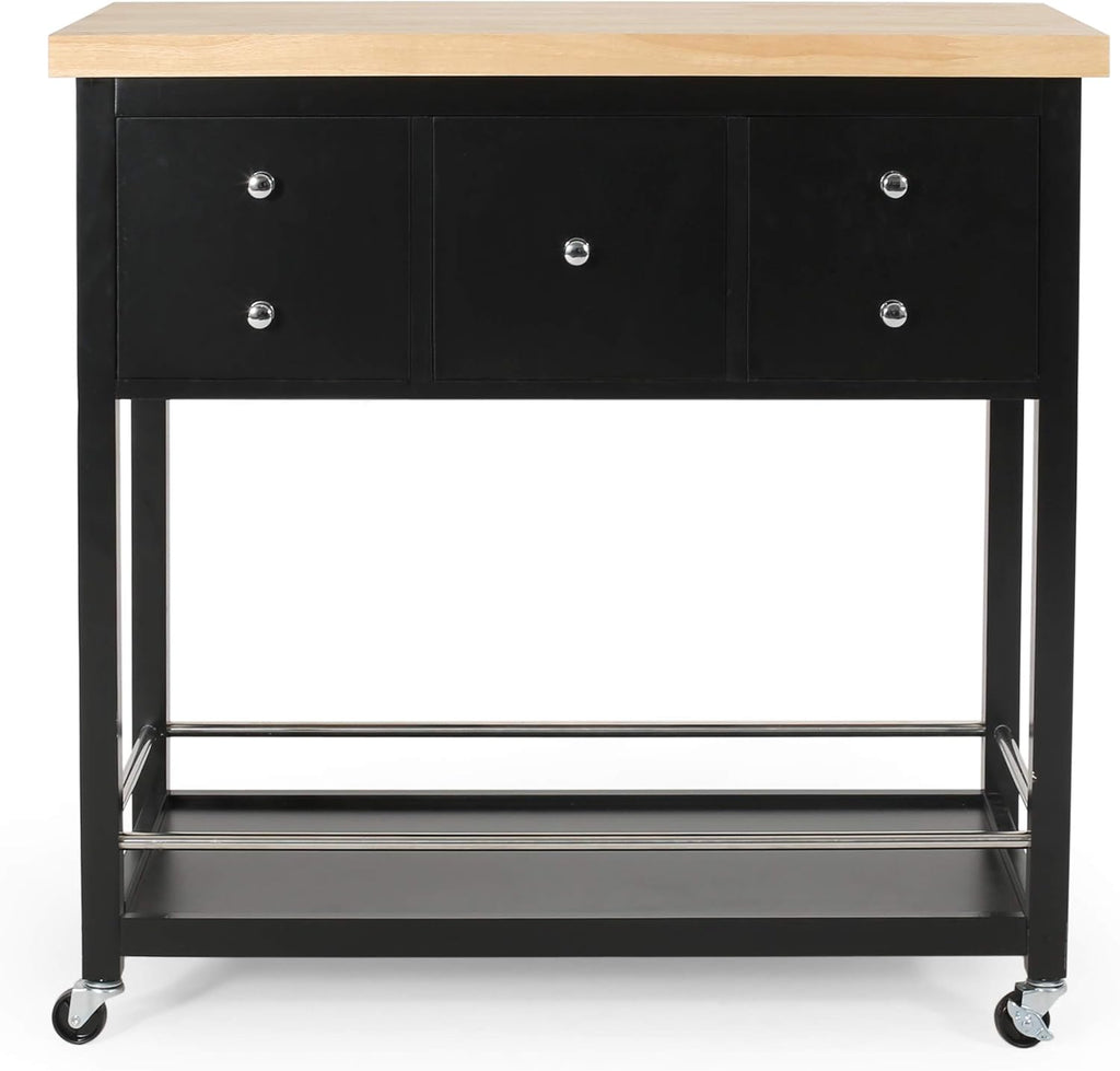 Natural Black Kitchen Cart U9409