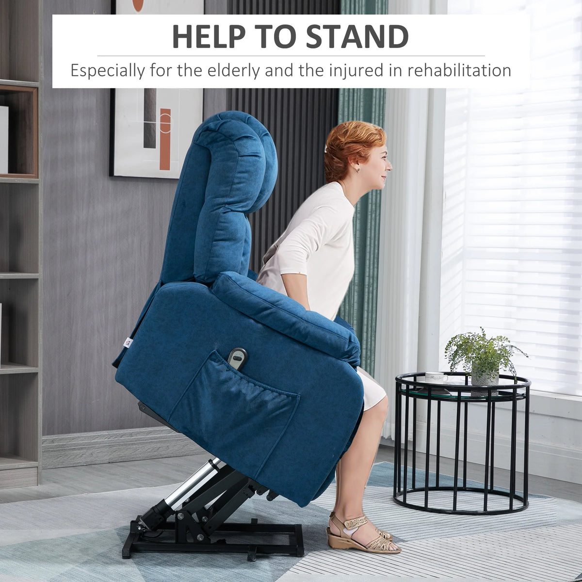 Blue Electric Lift Recliner Chair with Remote Control B74066