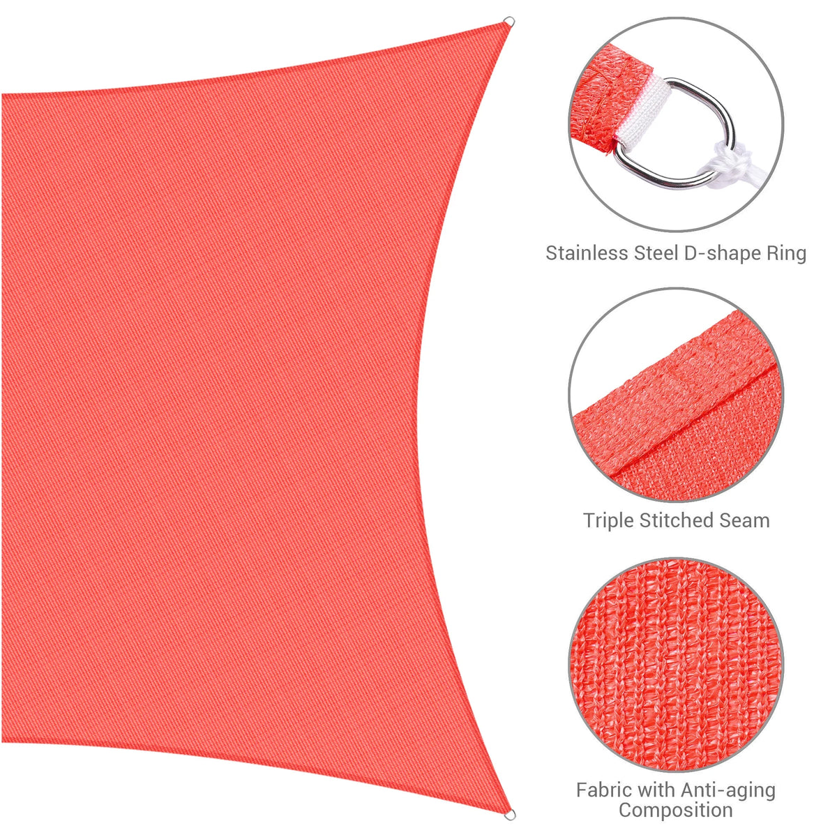 19x13Ft 97% UV Block Rectangle Sun Shade Sail Watermelon Red R4992
