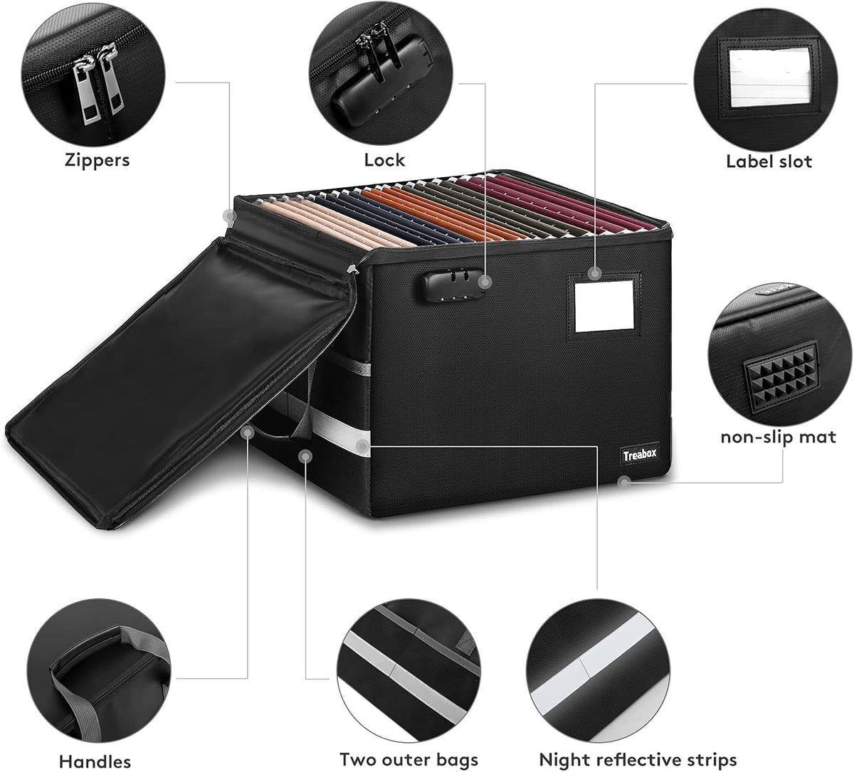 Fireproof File Storage Box with Lock, Pack of 2 L56374