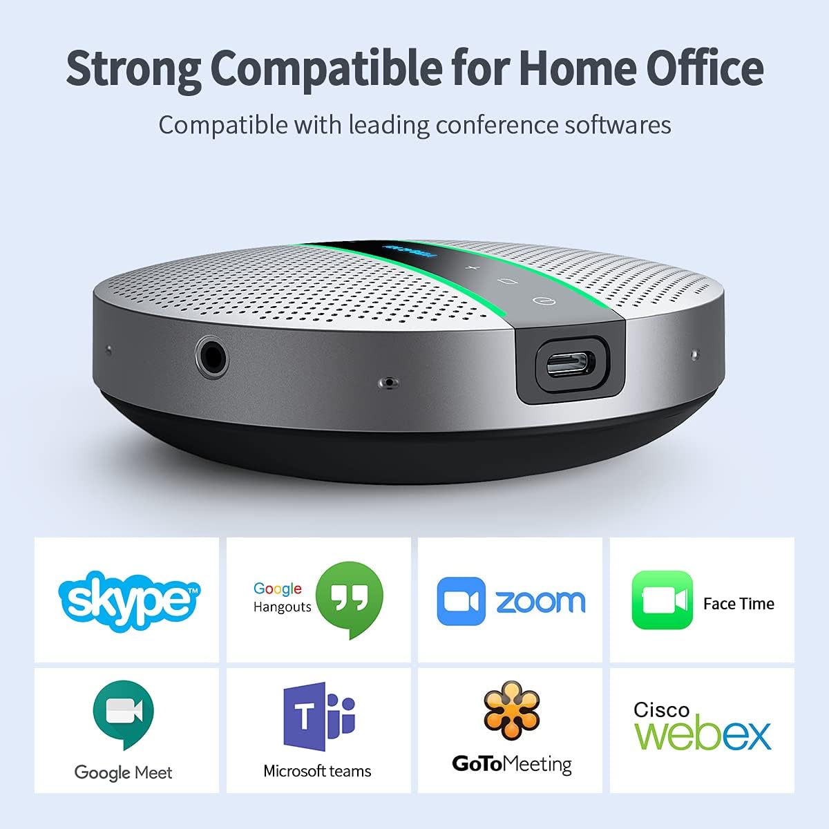 Bluetooth Speakerphone with 6 Microphones, 18H Call Time, Bluetooth 5.0 V466