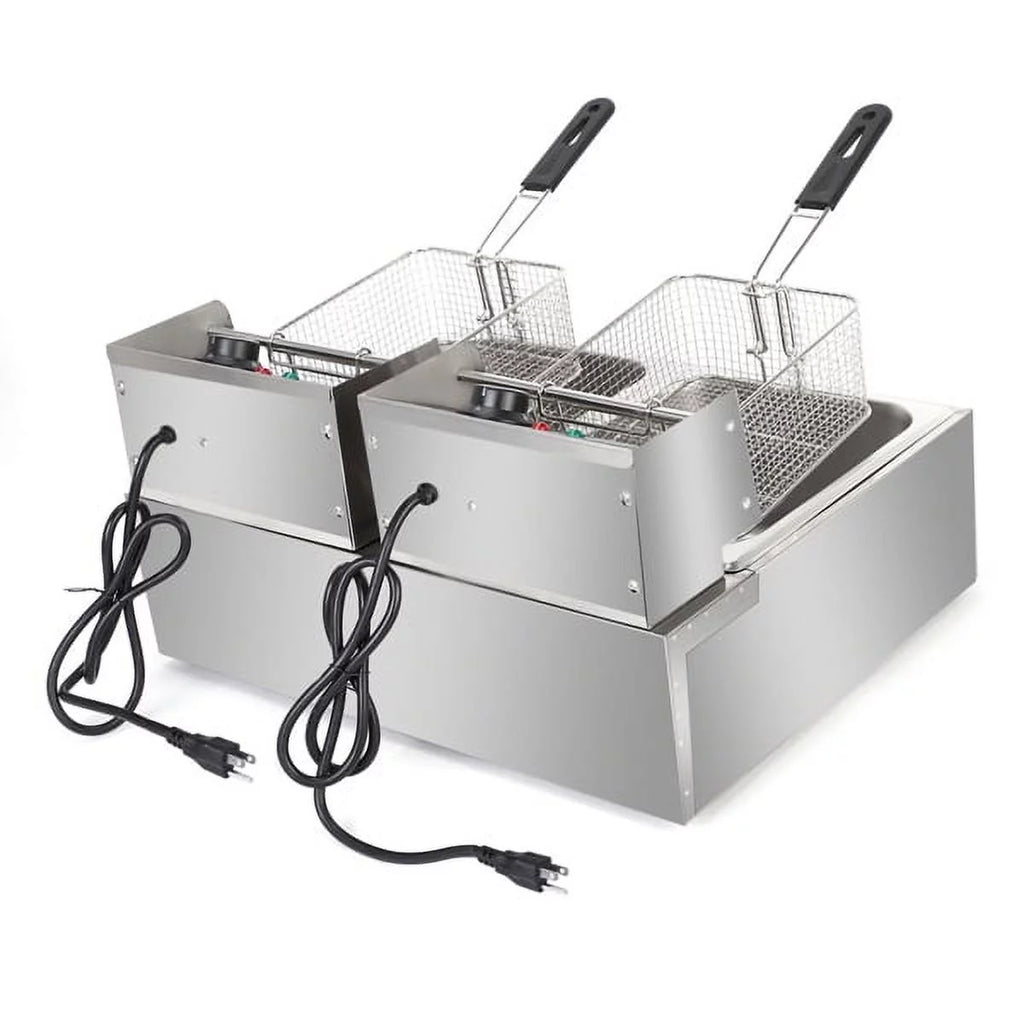 12L Stainless Steel Electric Double Tank Deep Fryer With Basket O977088