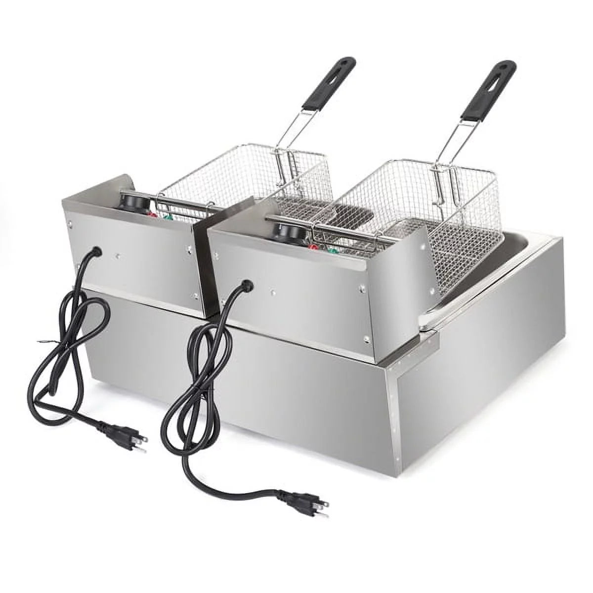 12L Stainless Steel Electric Double Tank Deep Fryer With Basket O977088
