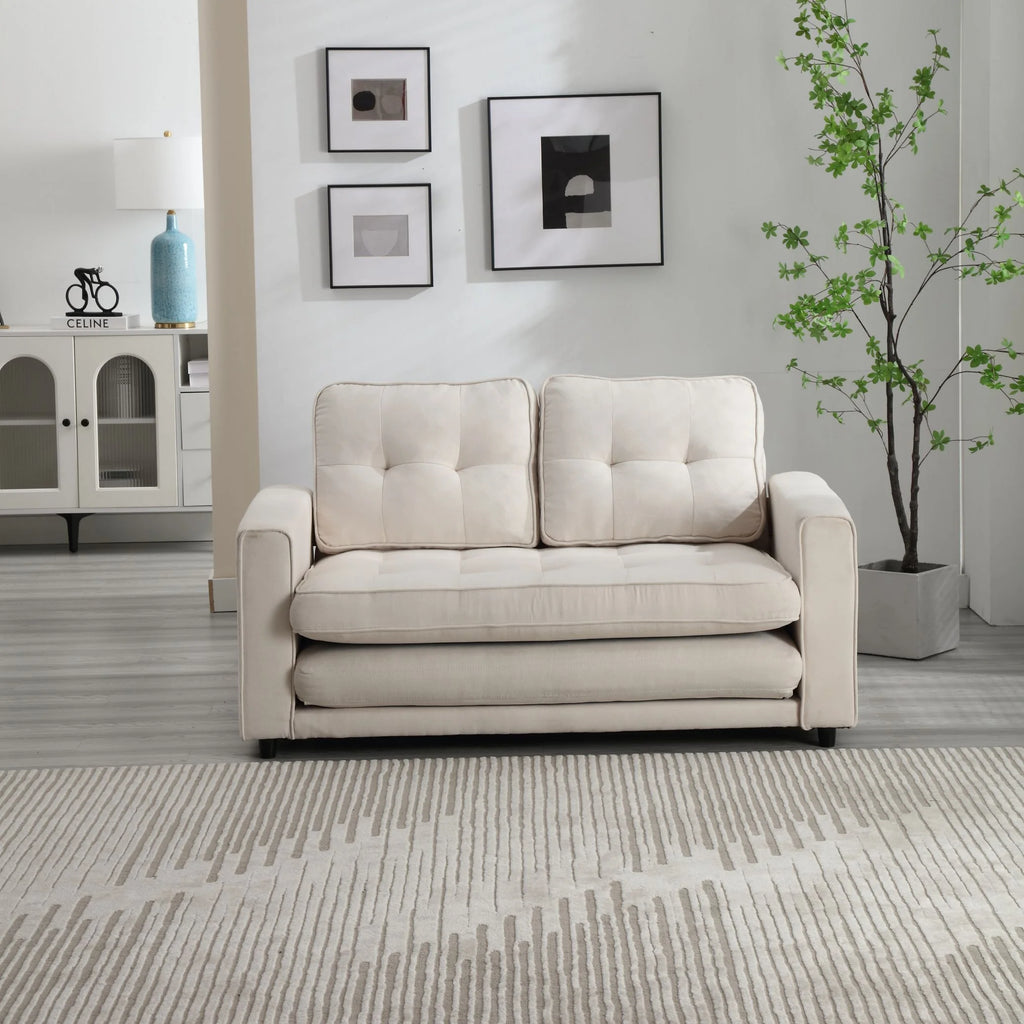 Convertible 3 Fold Velvet Linen Sofa Bed Y55482