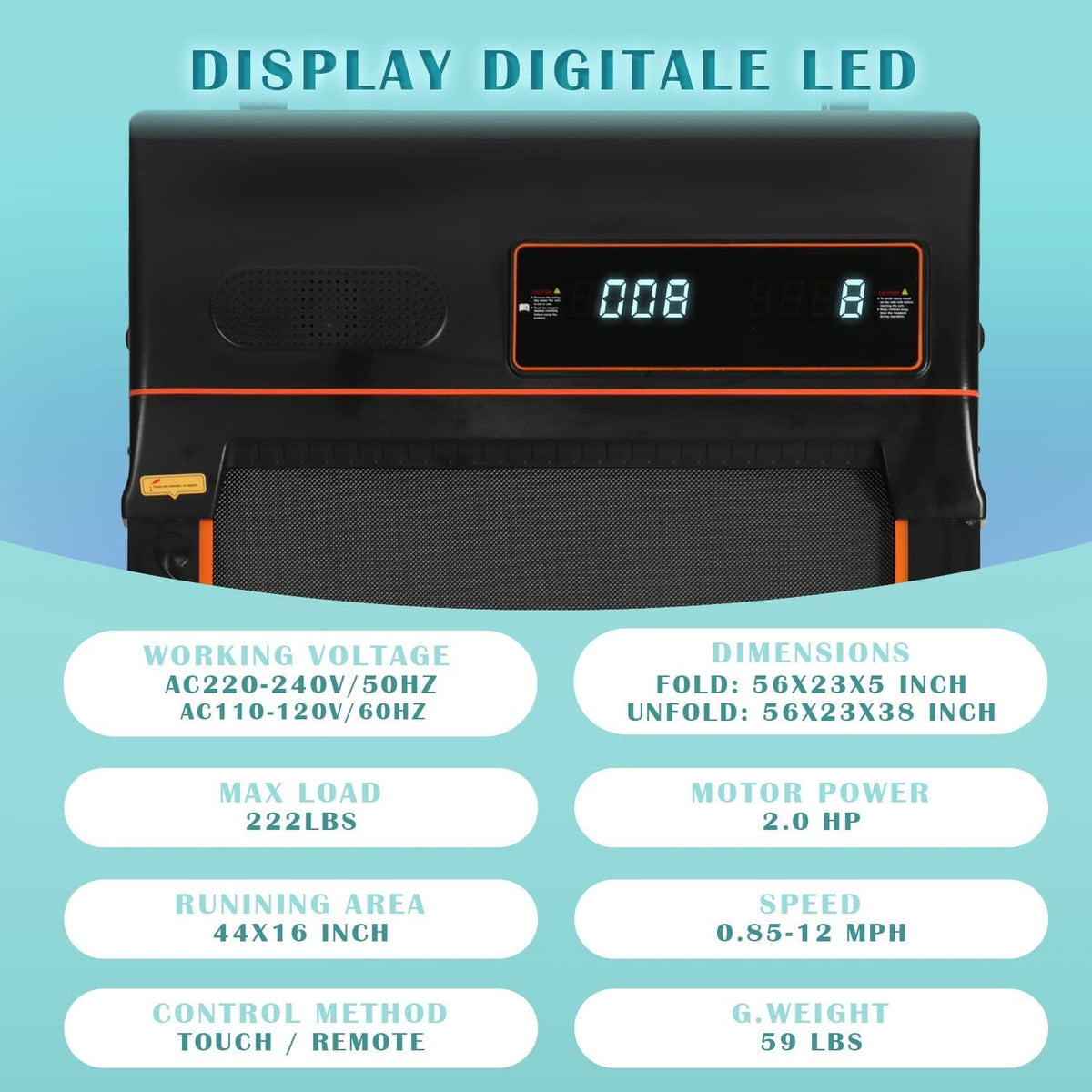 2 in 1 Under Desk Folding Electric Treadmill with LED Display V1865
