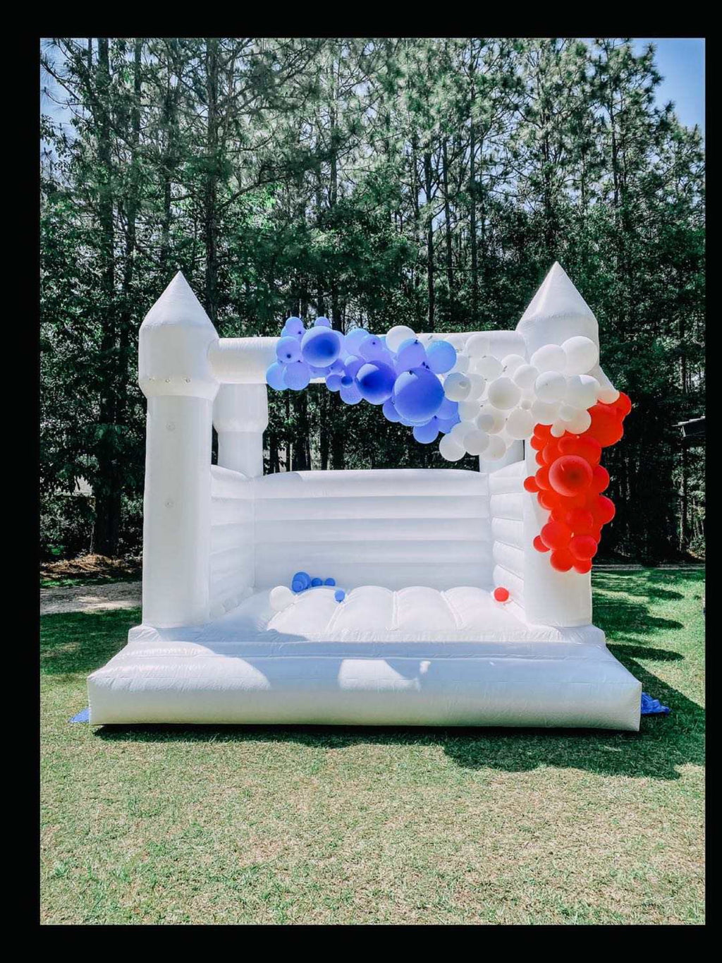 Inflatable White Bounce House with Air Blower 13*10*10ft Z18002