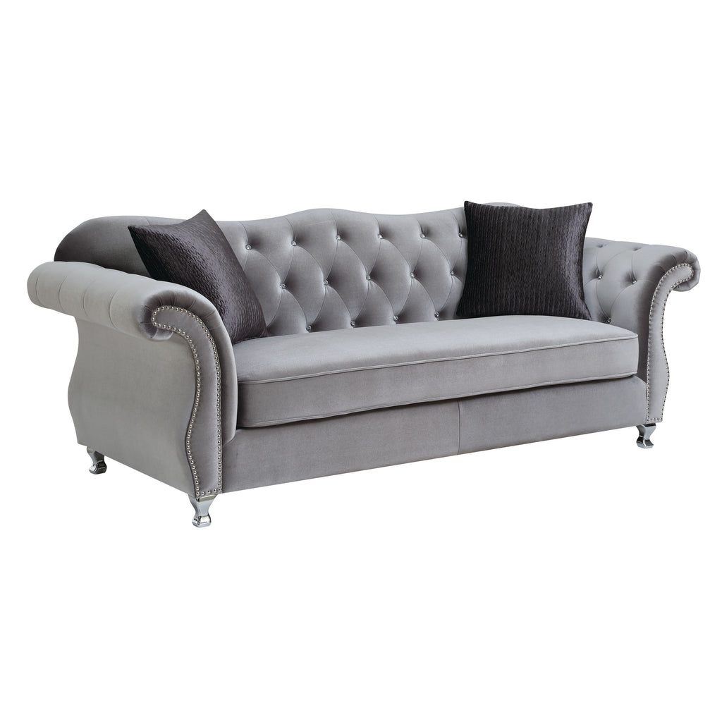 Silver Upholstered Tufted Living Room Set K4955