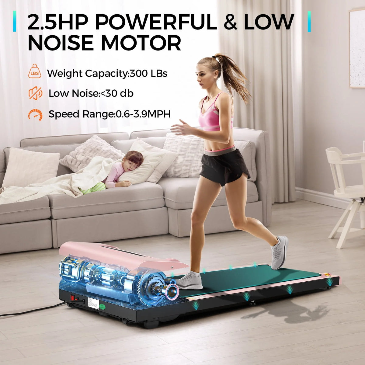 Walking Pad Treadmill 2.5HP Electric Jogging Running Machine G6773