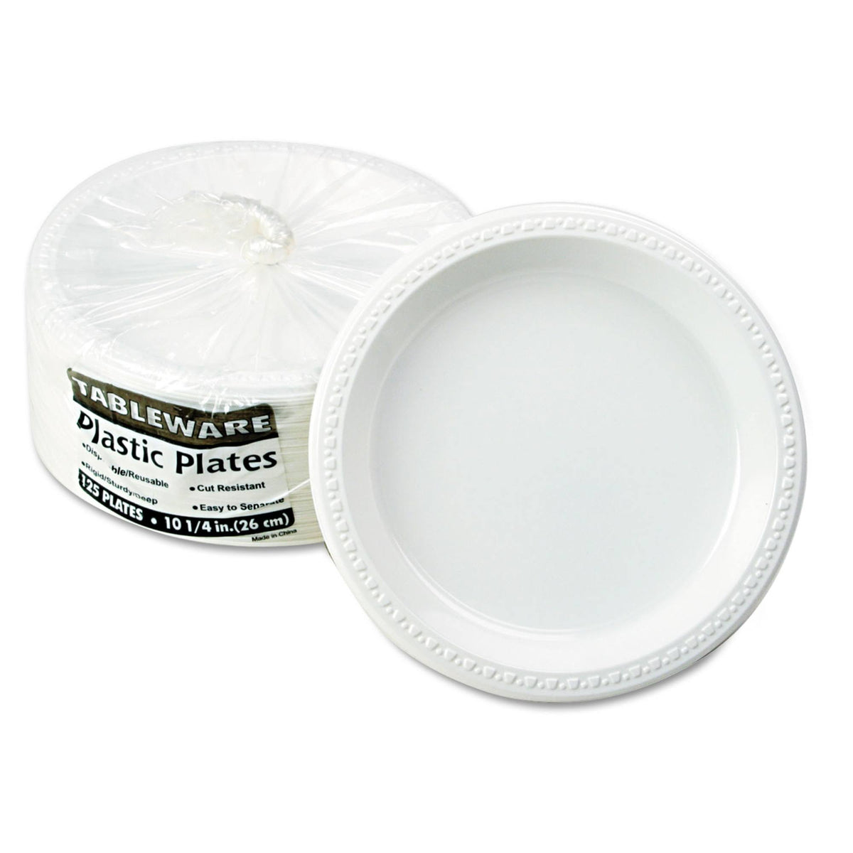 Plastic Dinnerware Plates White 125/Pack O497780