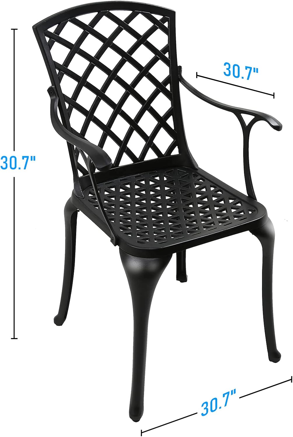 Black Cast Aluminum Outdoor Dining Arm Chairs, Set of 4 Y3555