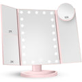 White Lighted Trifold Makeup Mirror with 10X Magnification Y935