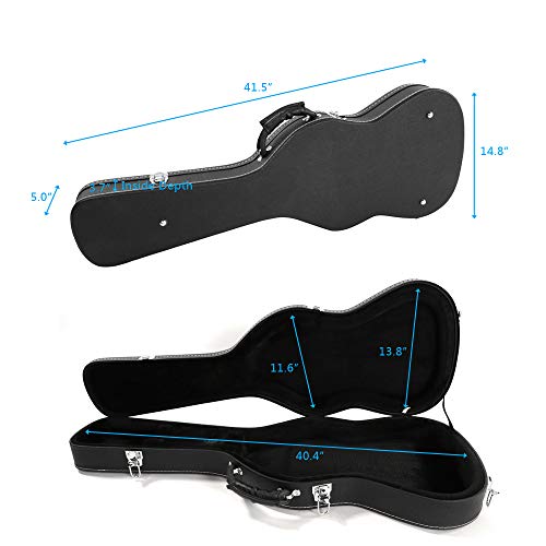 Black Wooden Hard-Shell Electric Guitar Case with Lock Latch Padding Z2632