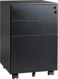 Black 3 Drawer Locking Metal File Cabinet N21181