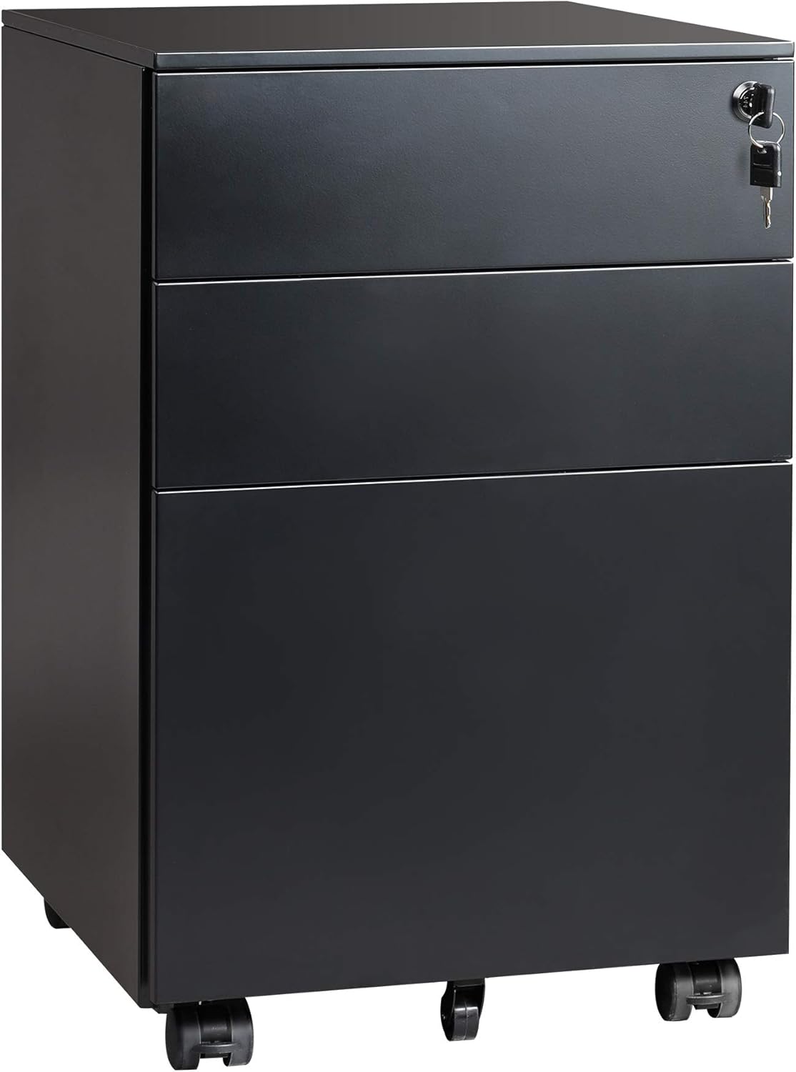 Black 3 Drawer Locking Metal File Cabinet N21181