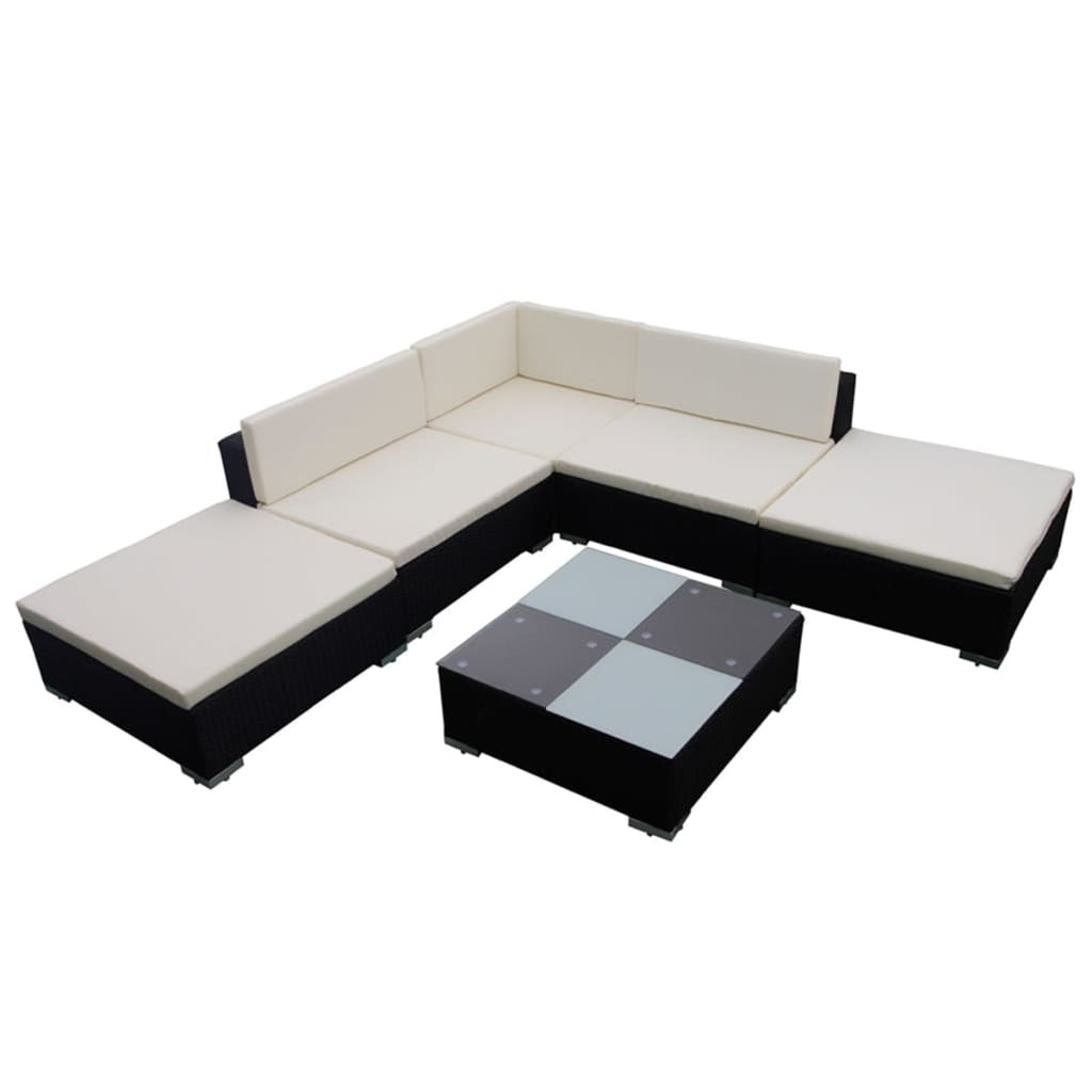6 Piece Poly Rattan Patio Set with Cushions G507353