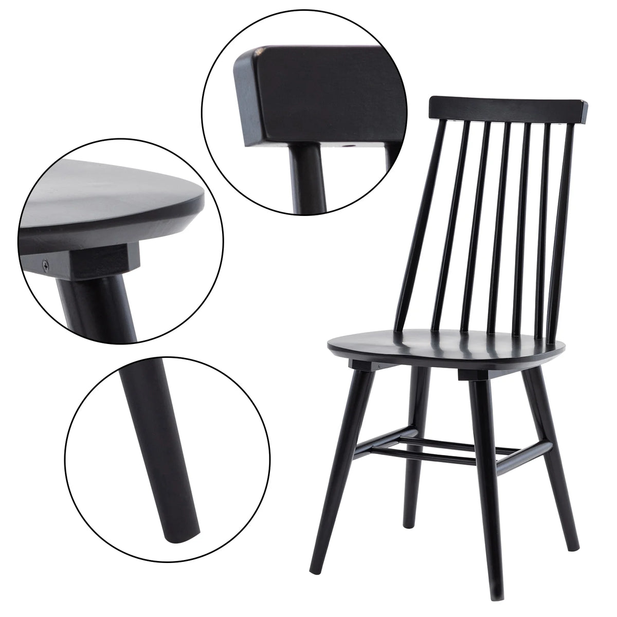 Black Wood Dining Chairs Set of 2 H6195