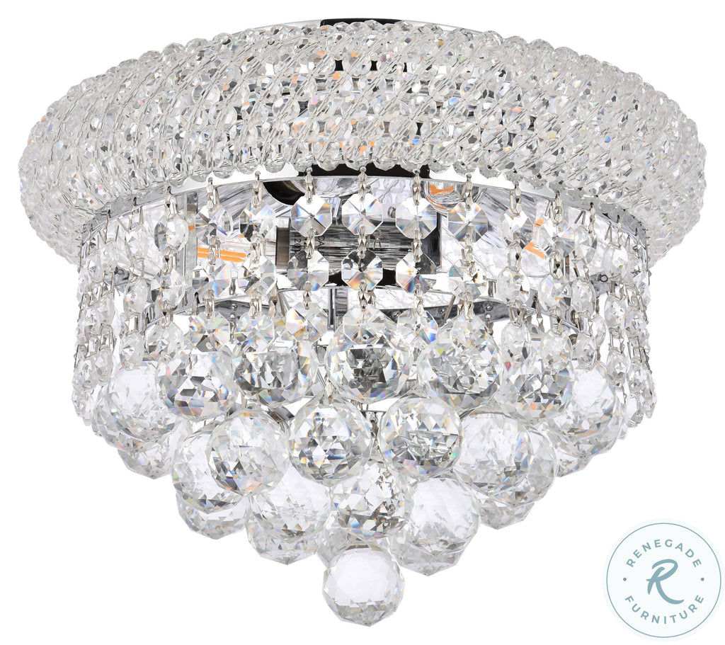 3 Light Chrome Flush Mount Cut Crystal X107227