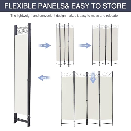 Blue 4 Panel 6FT Room Divider with Steel Frame R198004