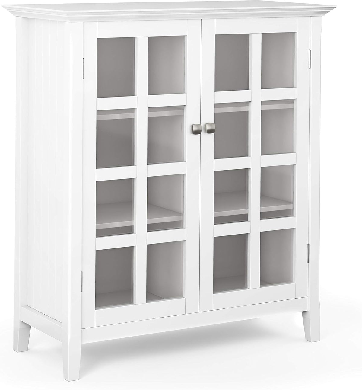Distressed Grey Solid Wood Storage Cabinet with 2 Tempered Glass Doors and 4 Adjustable Shelves B265242