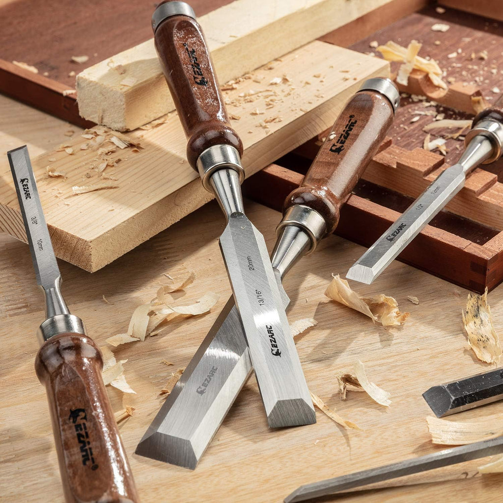 6 Pieces Wood Chisel Set with Wooden Case F971