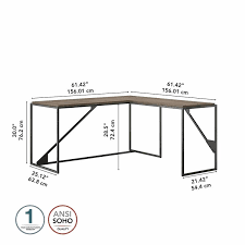 62W L Shaped Industrial Desk in Restored Gray H756924