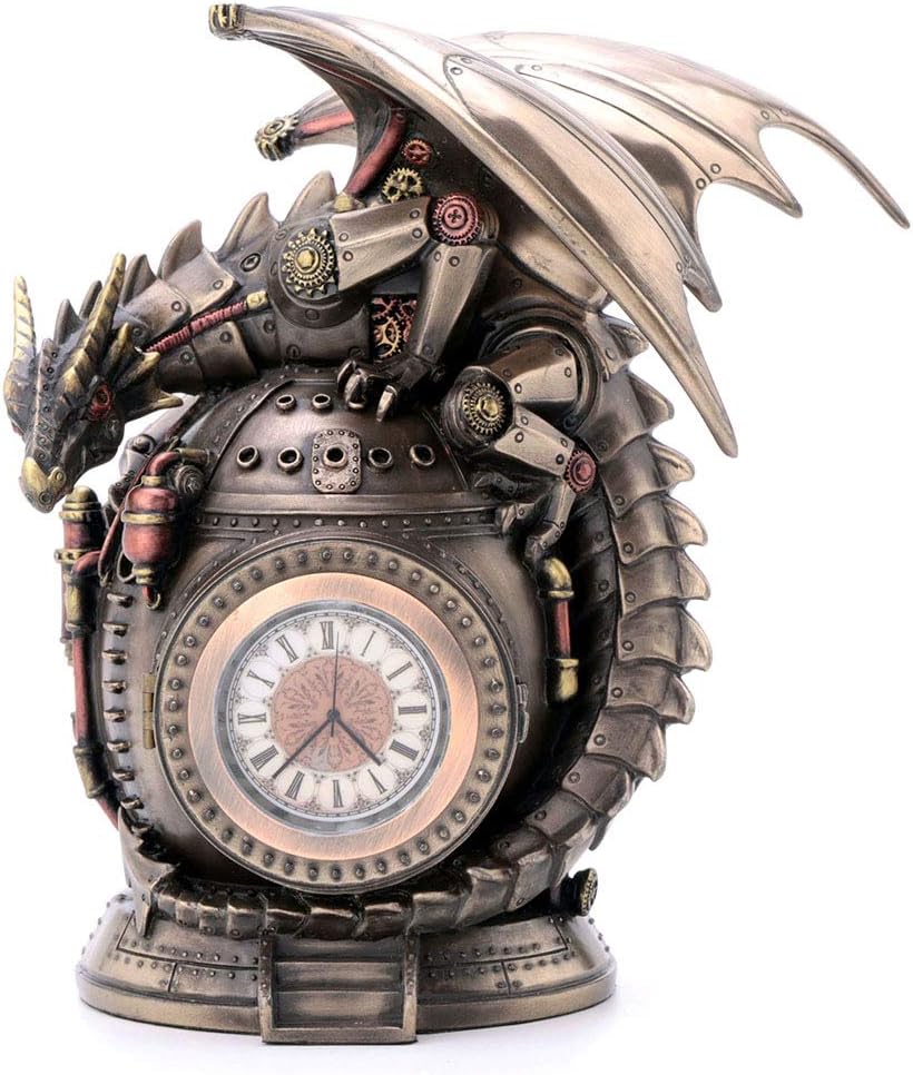 Steampunk Dragon Trinket Box Clock Statue K8533
