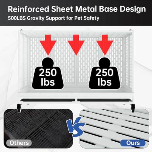 48 Inch Heavy Duty Metal Dog Crate with Wheels, Folding, Removable Tray P5298
