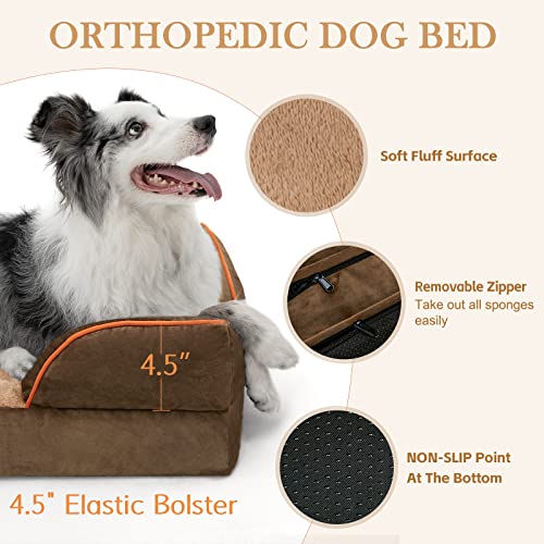 Jumbo Waterproof Orthopedic Memory Foam Dog Bed with Bolster and Removable Cover V173287
