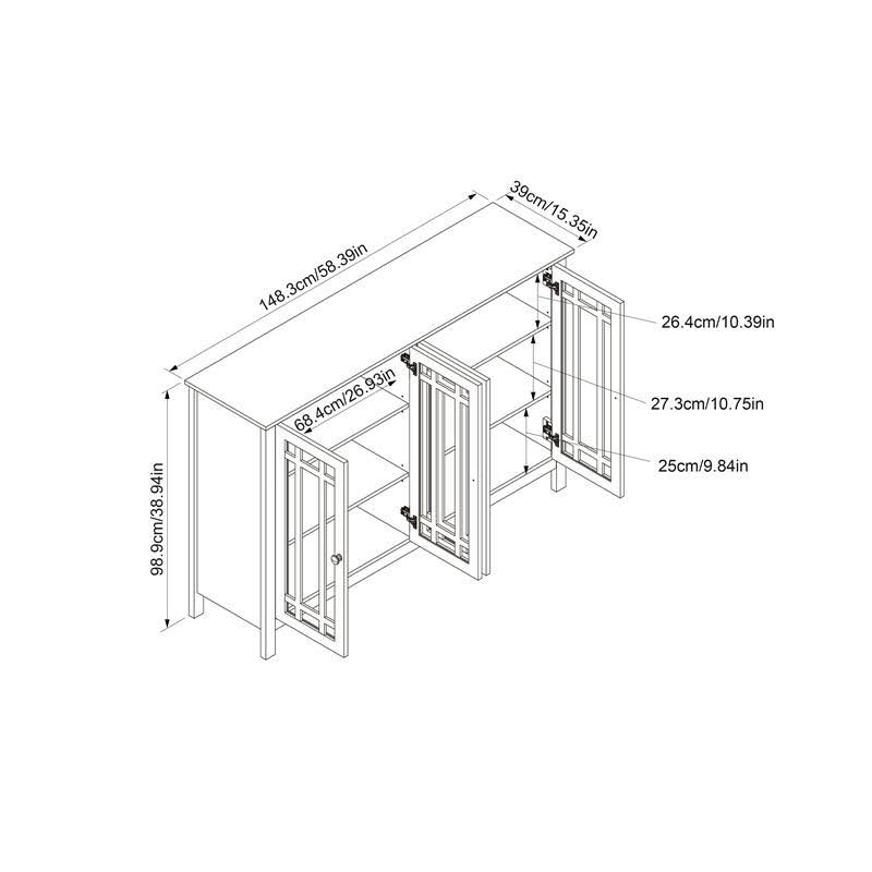 Light Oak Wood 4 Door Accent Cabinet K673