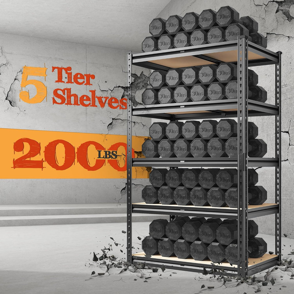 5 Tier Adjustable Metal Shelving L64910