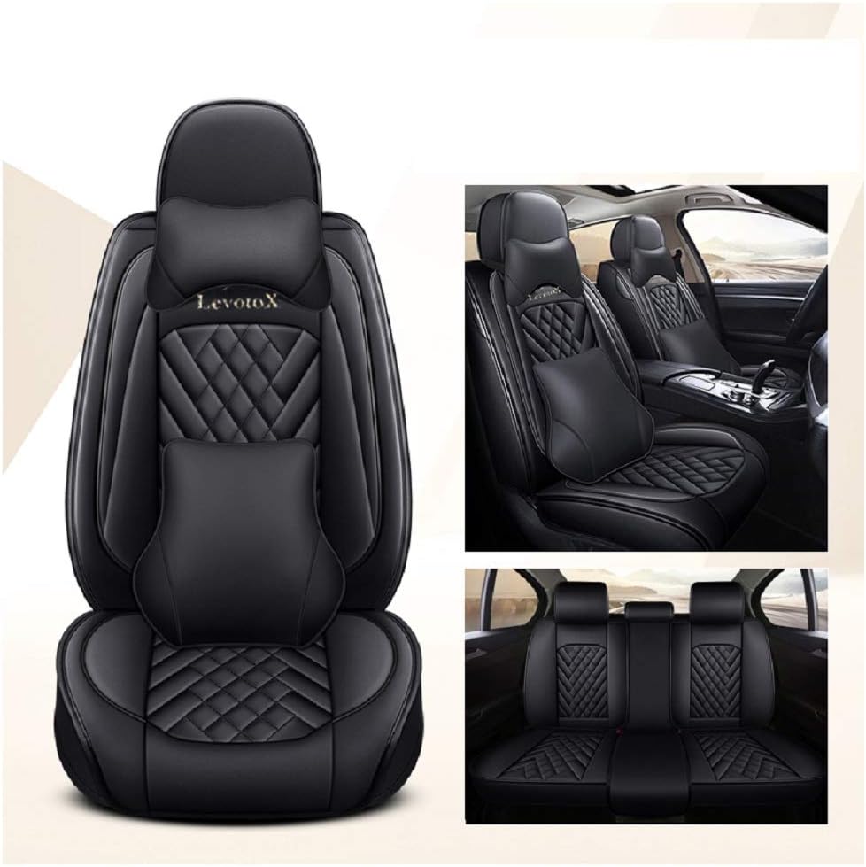 L-Black-Beige Car Seat Covers 5 Seats Full Set B761315