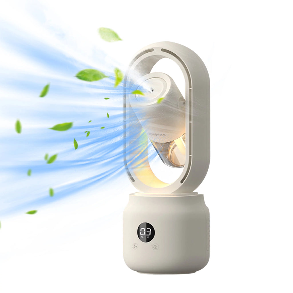 White 3 Speeds Bladeless Tower Fan with Humidifier M70344