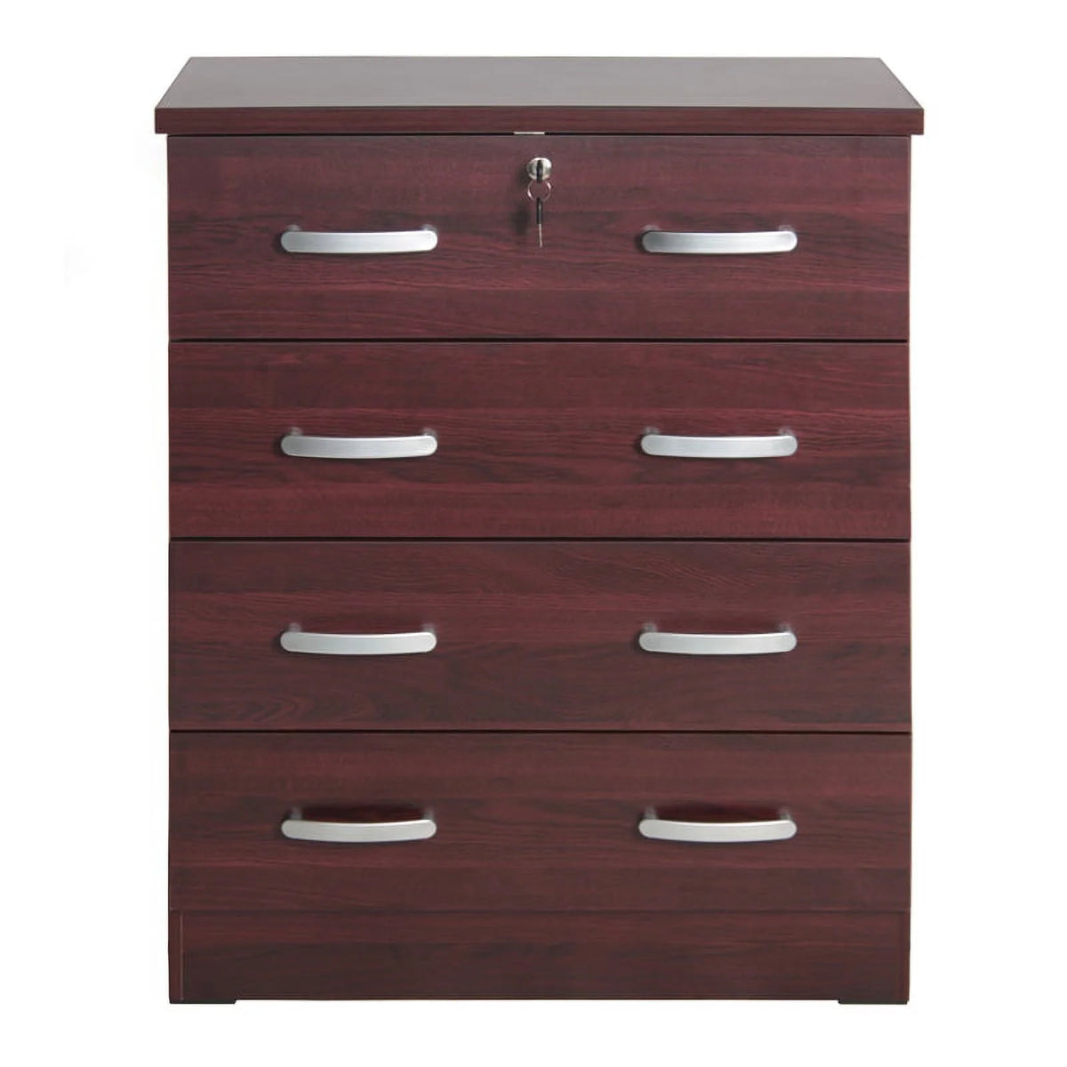 Pine Twin Bed and Dresser with Lock in Mahogany N6799