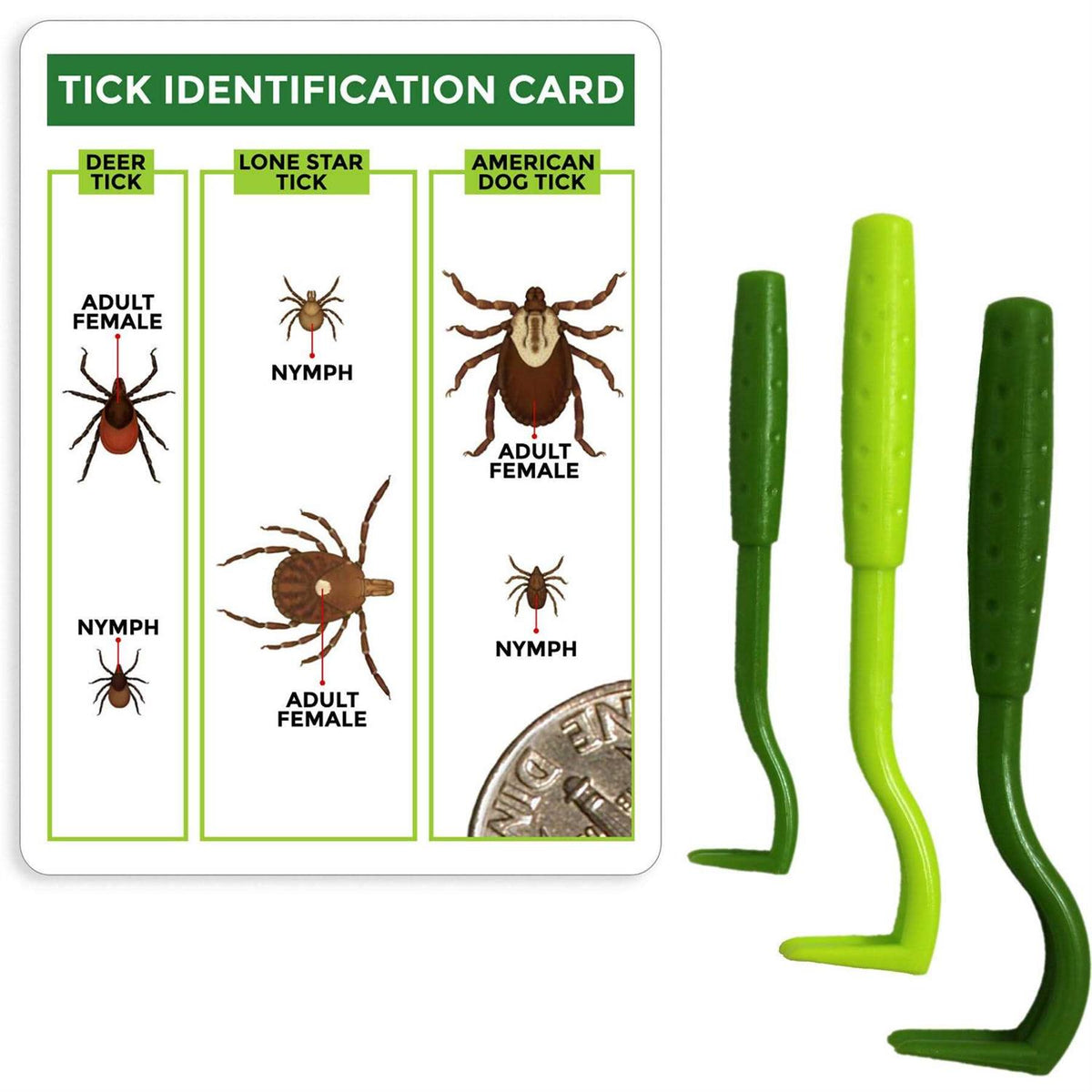 3 Pack Tick Remover Tools + Tick Identification Card D9889