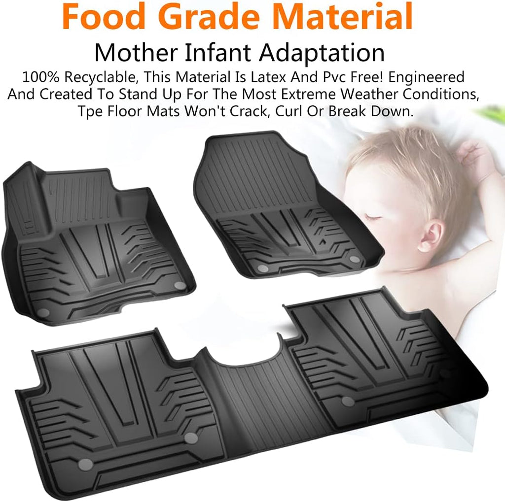 Black TPE All-Weather Car Floor Mats 3 Pieces A24057