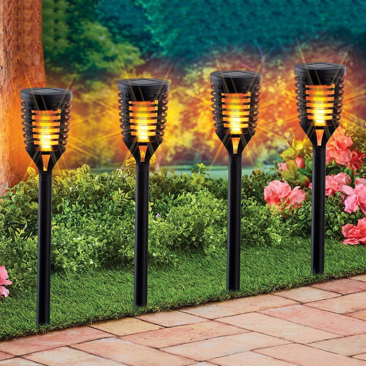 18PK Mini Solar Tiki Torches With Dancing Flickering Flame K6161