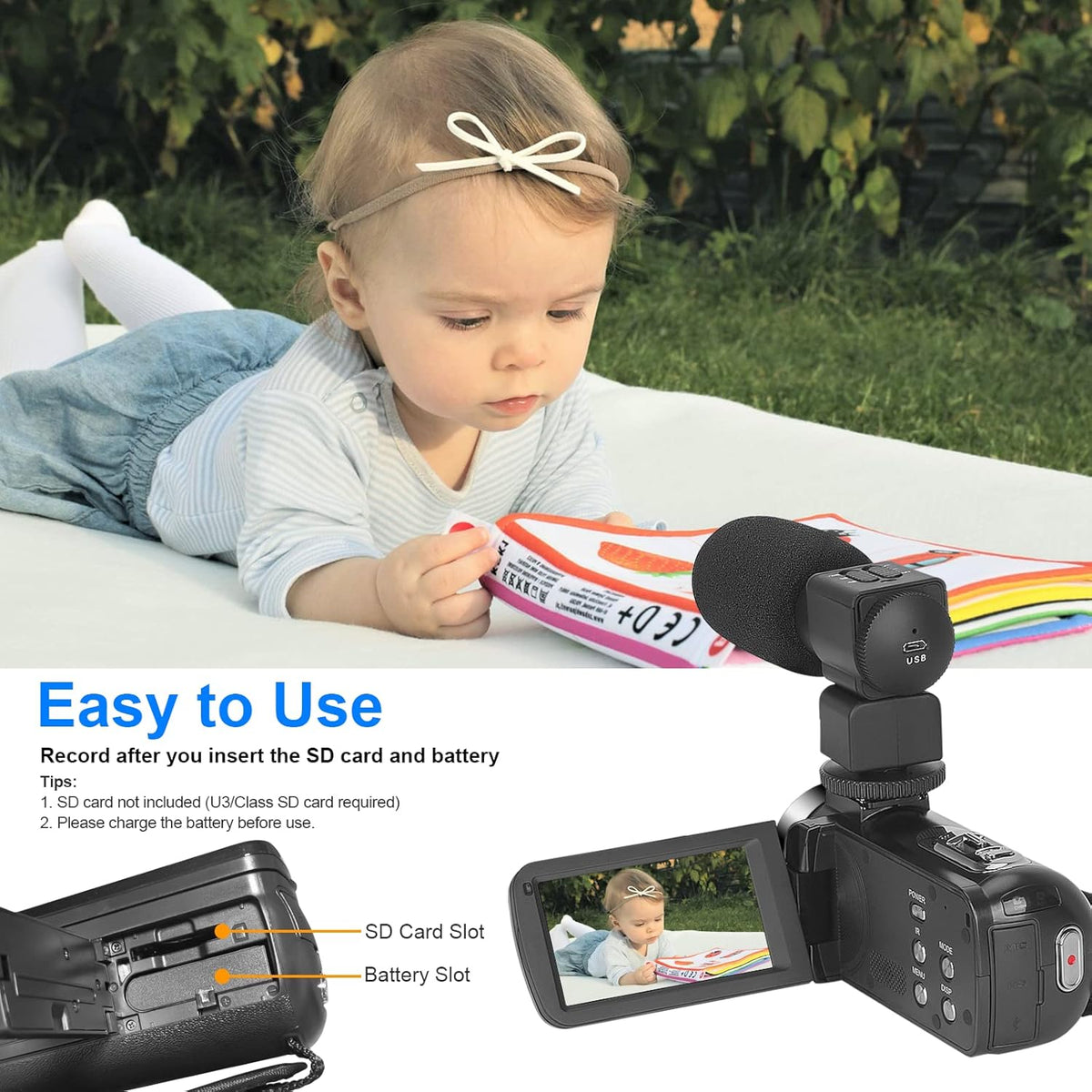 4K 56MP Vlogging Camera with External Microphone and IR Night Vision Q76349