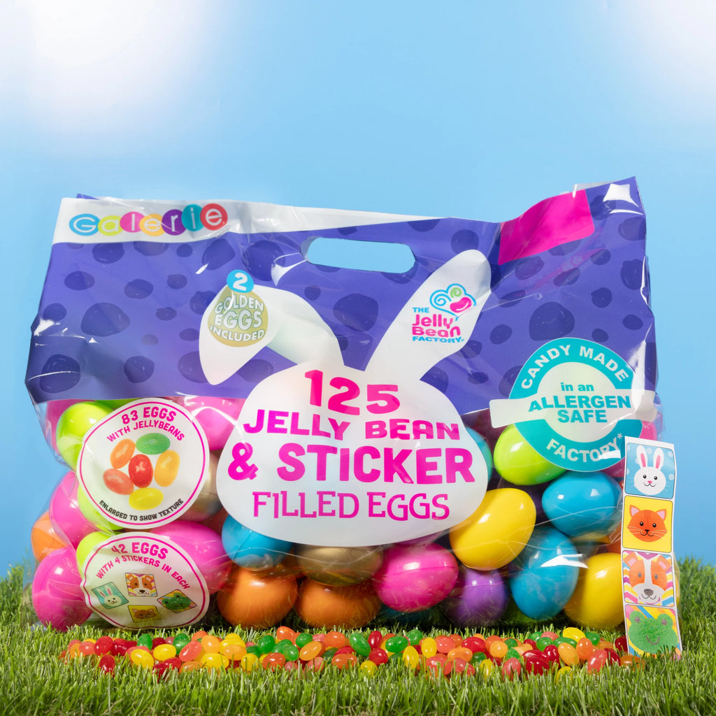 125 Count Egg Hunt Bag with Jellybeans and Stickers 14.64 oz G404
