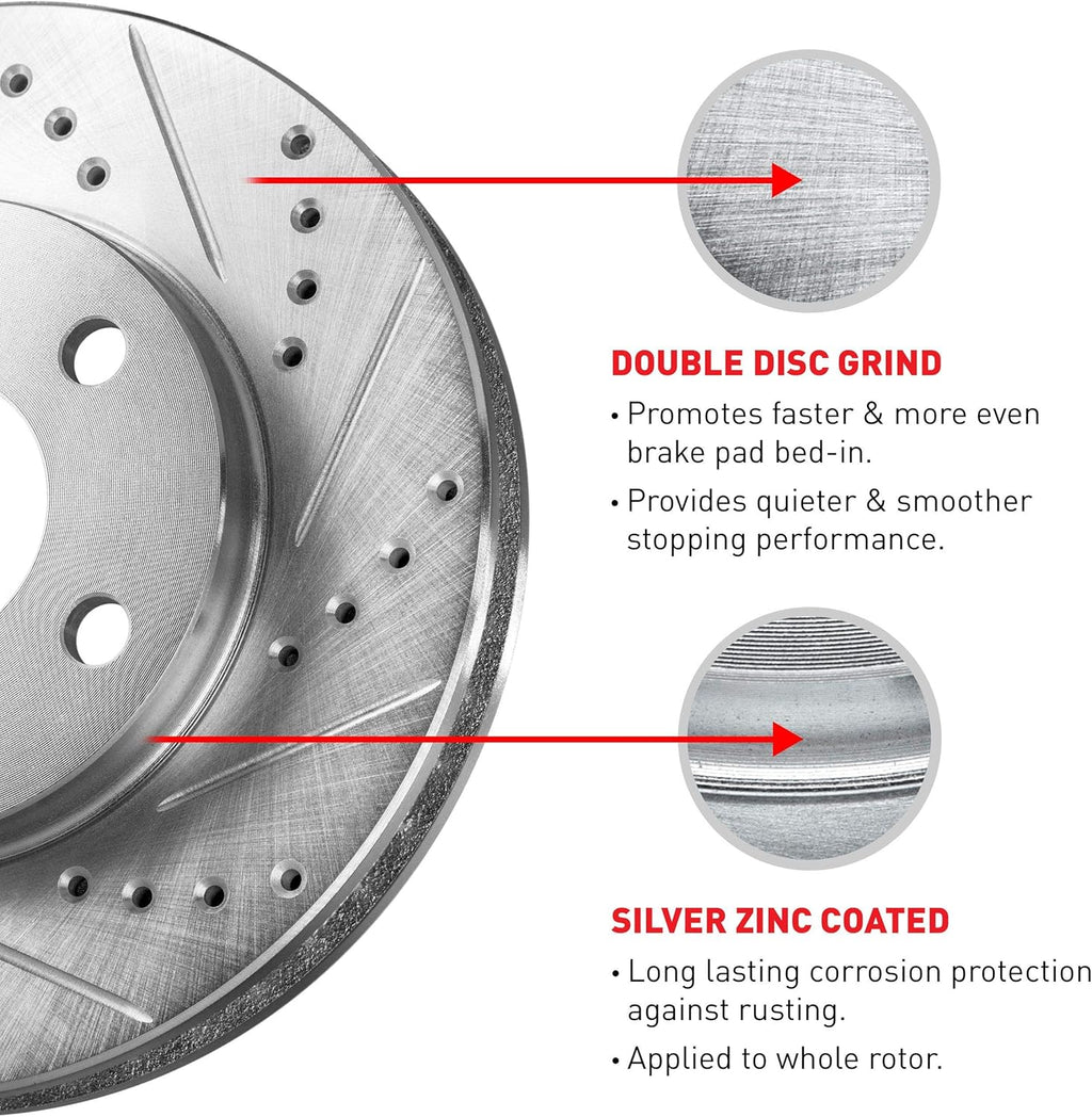 Drilled and Slotted Brake Rotors with Ceramic Brake Pads W530486