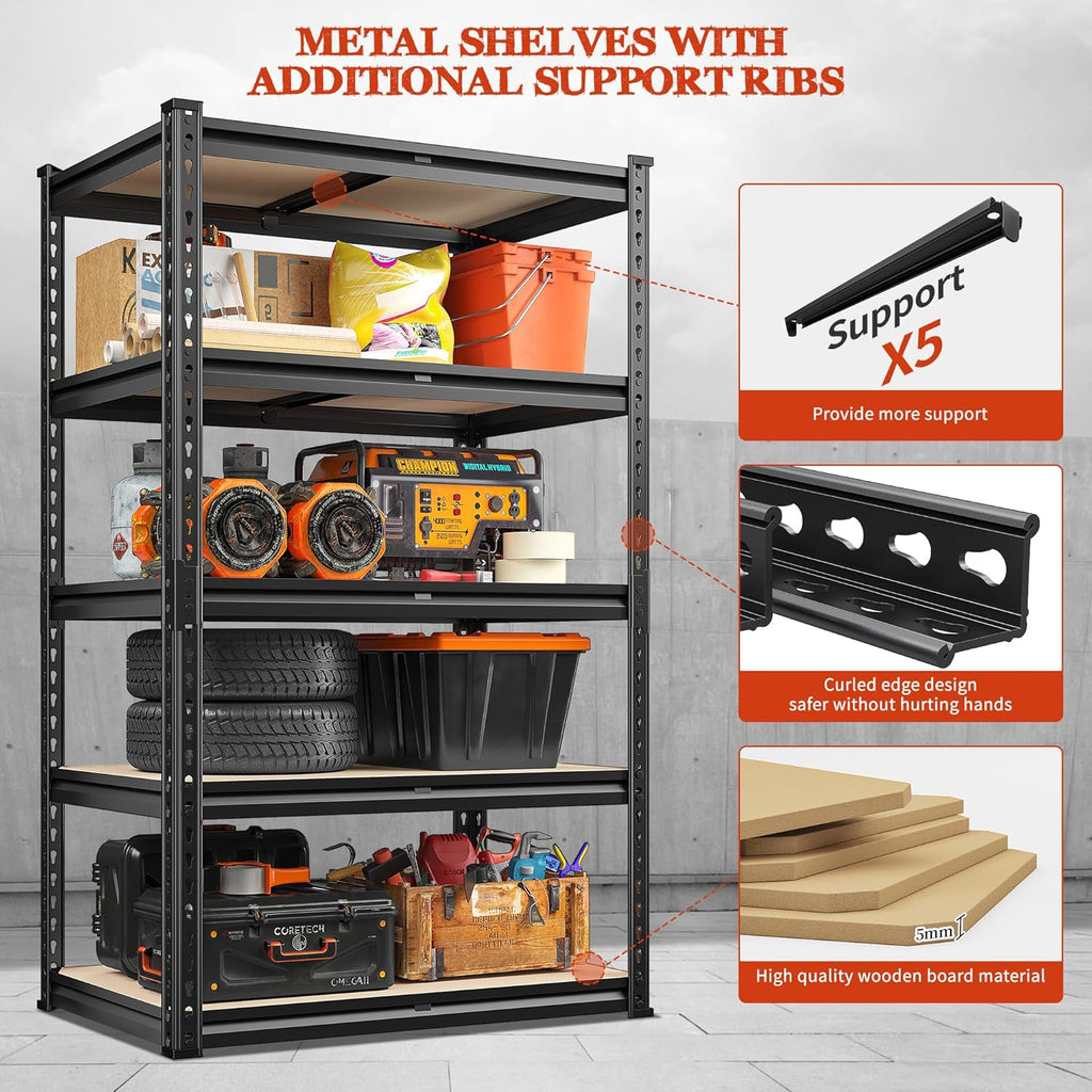5 Tier Adjustable Metal Shelving L64910