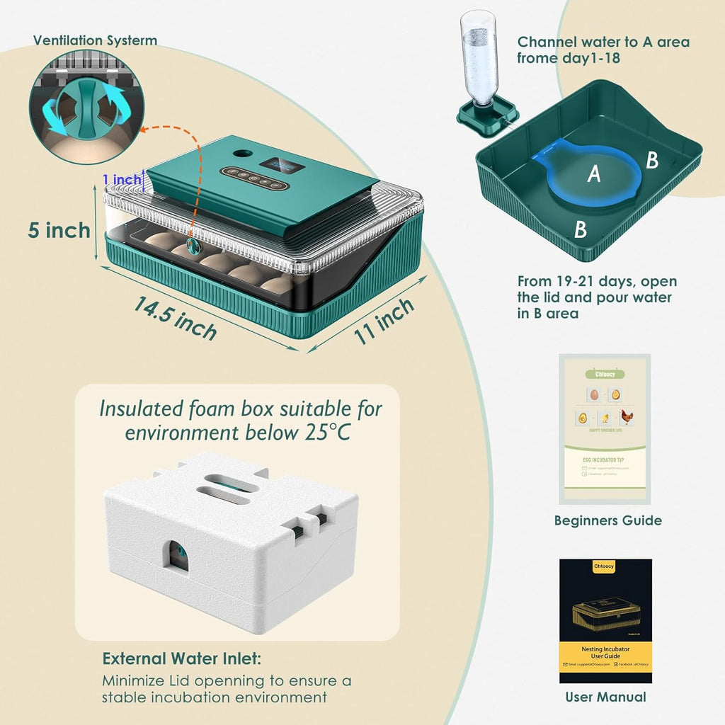 25 Egg Incubator with Automatic Turner and LED Humidity Display C4485