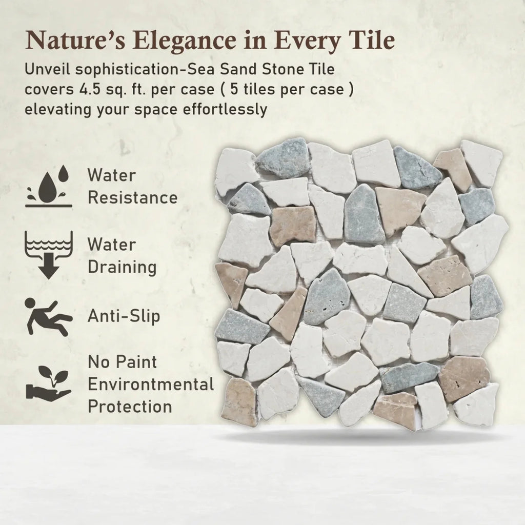 Sea Sand Mosaic Wall & Floor Tile 11.4" X 11.4" 5 tiles per case I54180