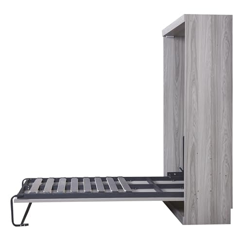 Full Size Murphy Bed with Storage Shelves and Drawers, Gray U639787