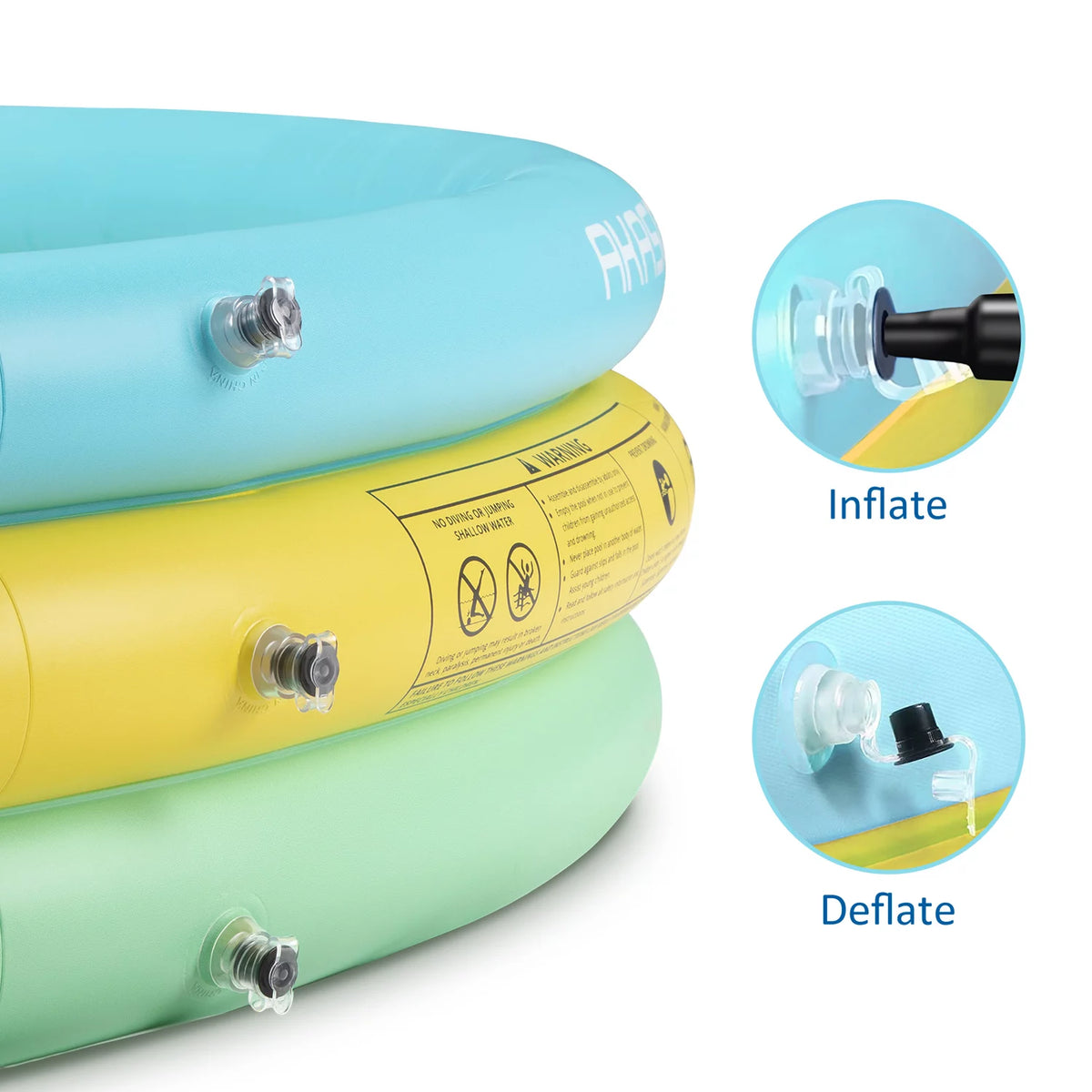 59'' x 13'' Inflatable 3 Rings Round Kiddie Pool M509