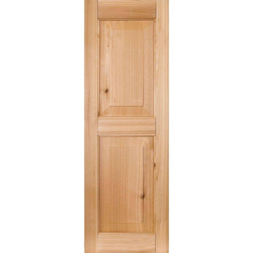 15 in. x 58 in. Exterior Real Wood Raised Panel Shutters Pair Unfinished C904
