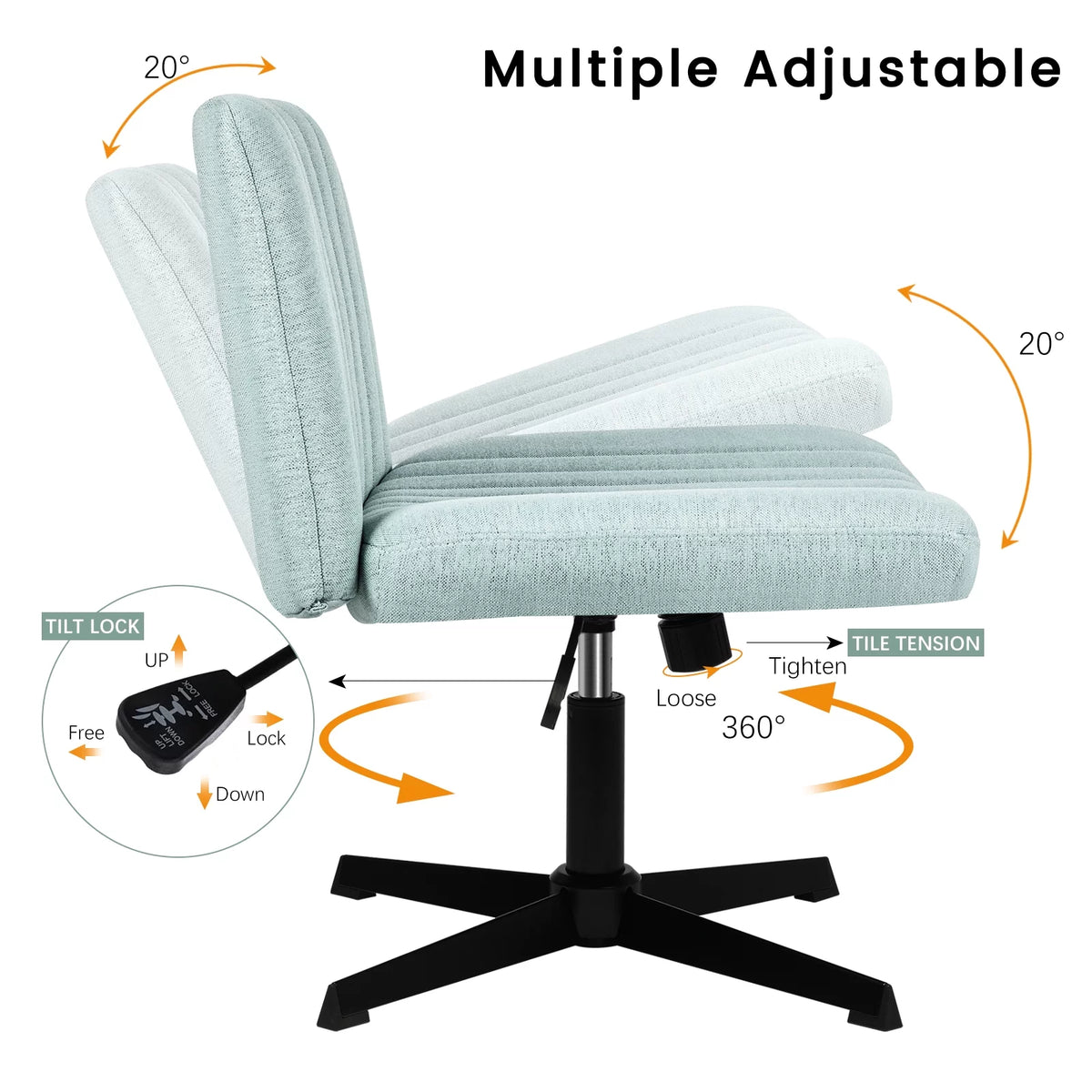 Armless Fabric Padded Swivel Desk Chair J211