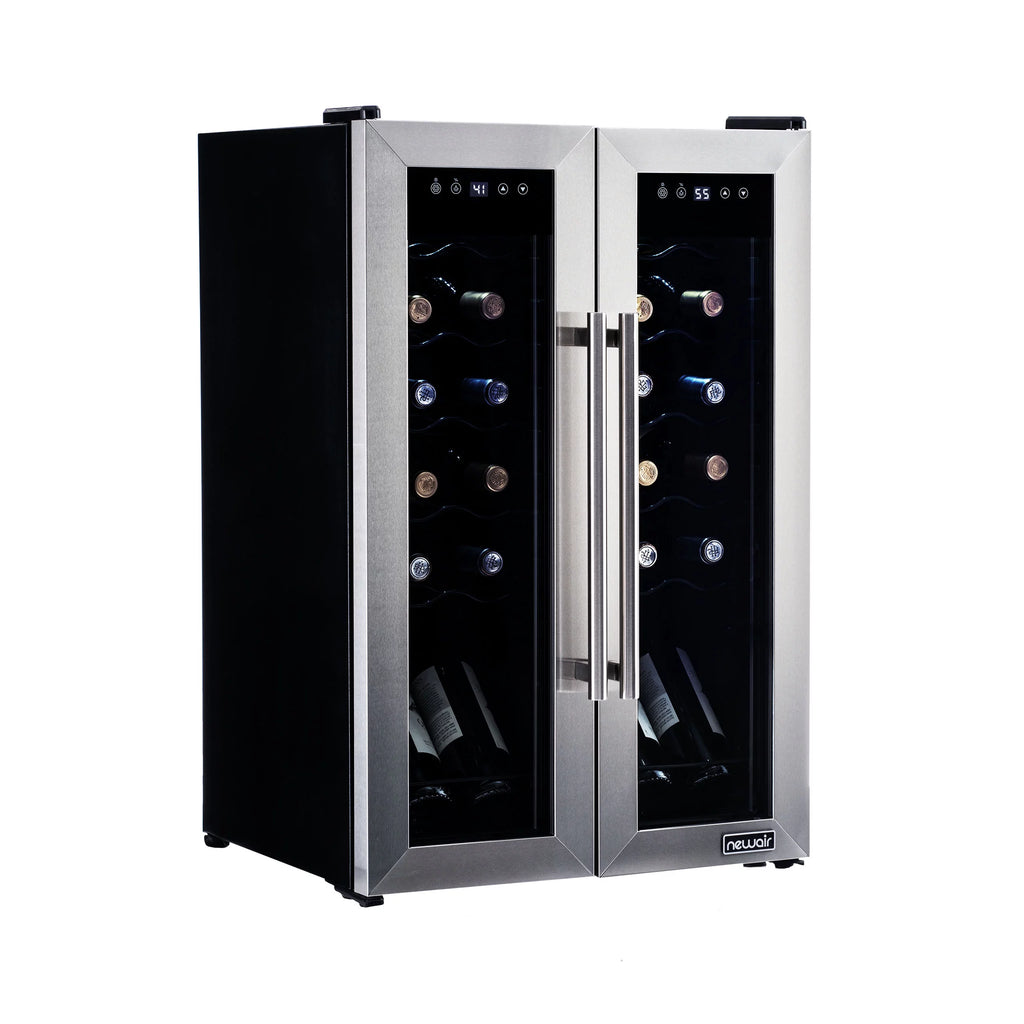 24 Bottle Dual Temperature Zone Wine Cooler Refrigerator Q813