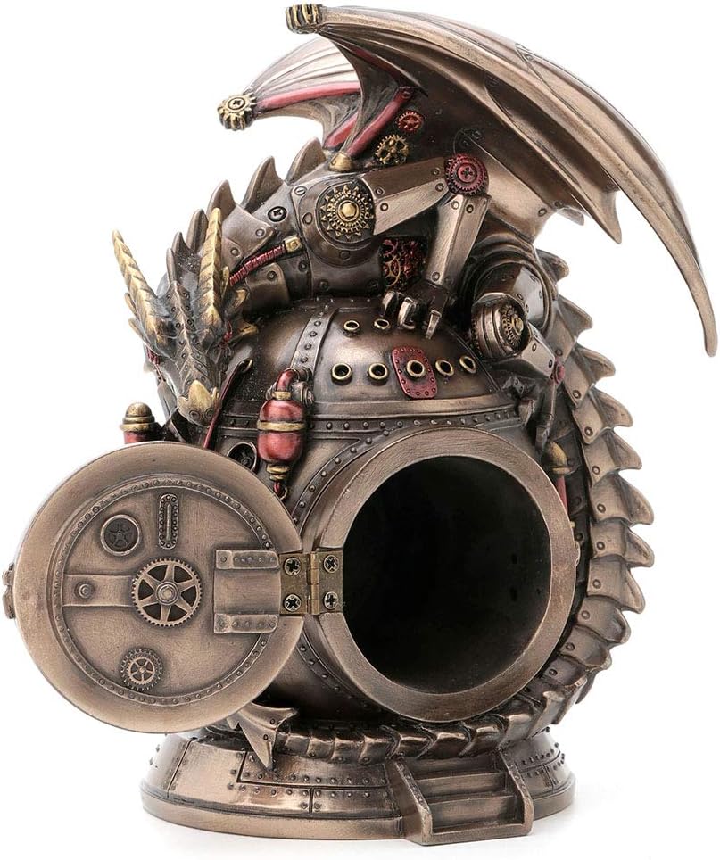 Steampunk Dragon Trinket Box Clock Statue K8533