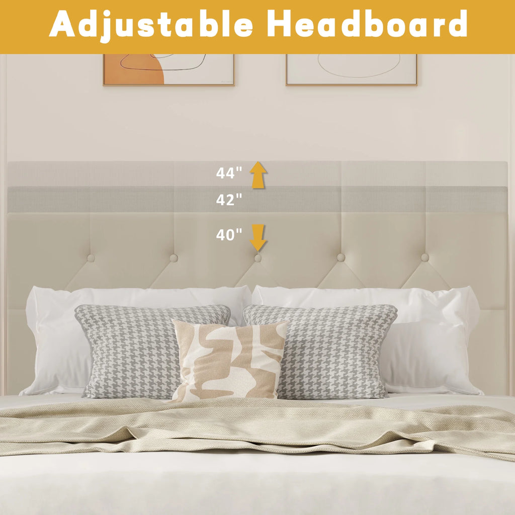 Queen Size Upholstered Storage Bed Frame with 4 Drawers Z655275